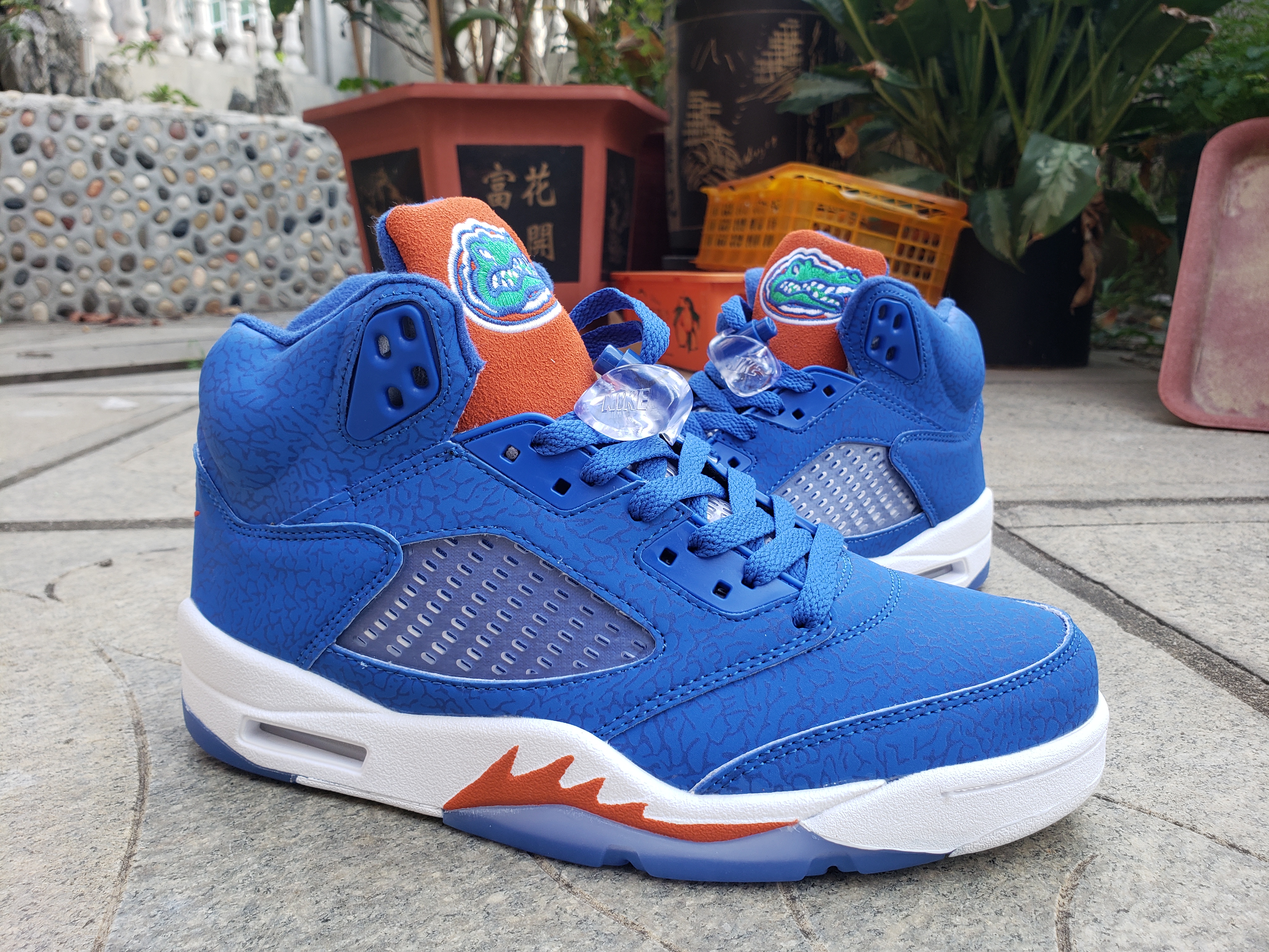 2021 Air Jordan 5 Blue Orange White Shoes - Click Image to Close